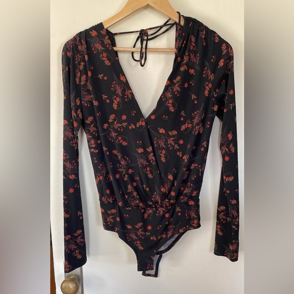 Floral Black and Red Women's Top